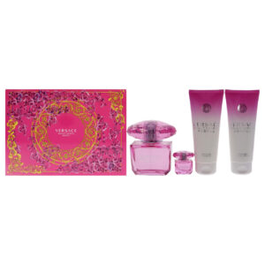 VERSACE BRIGHT CRYSTAL ABSOLU 4 PCS SET: 3 OZ EAU DE PARFUM SPRAY + 5 ML EAU DE PARFUM MINI + 3.4 BODY LOTION + 3.4 SHOWER GEL