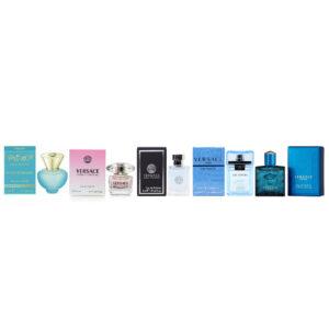 VERSACE 5 PCS MINI SET: EROS 0.17 EAU DE TOILETTE MEN + POUR HOMME 0.17 EAU DE TOILETTE + EAU FRAICHE 0.17 EAU DE TOILETTE + BRIGHT CRYSTAL 0.17 EAU DE TOILETTE + DYLAN TURQUOISE 0.17 EAU DE TOILETTE